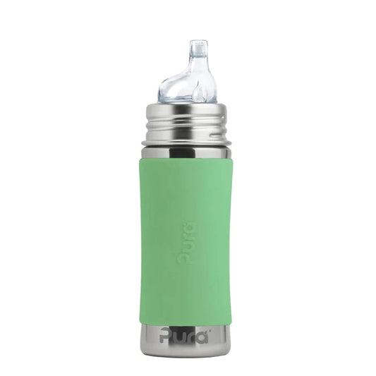 Pura Kiki 325ml Toddler Sippy Stainless Steel bottle - Moss sleeve