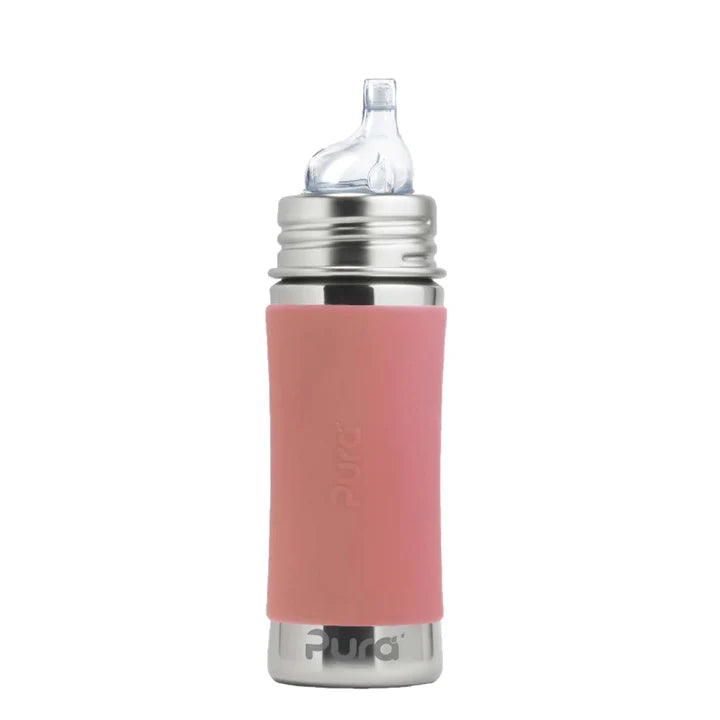 Pura Kiki 325ml Toddler Sippy Stainless Steel bottle - Rose sleeve