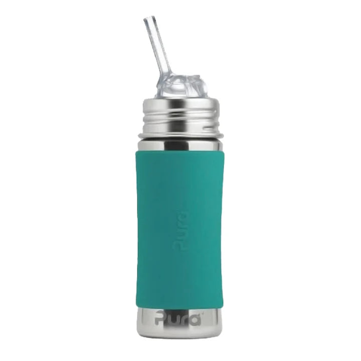 Pura Kiki 325ml Toddler Straw Stainless Steel bottle - Mint sleeve