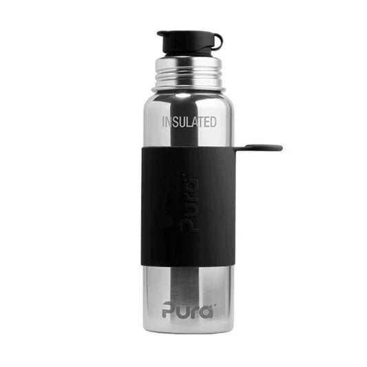 Pura Kiki 650ml Stainless Steel bottle - INSULATED Black sleeve