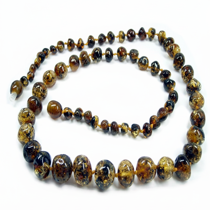 Child amber necklace - Black & Green