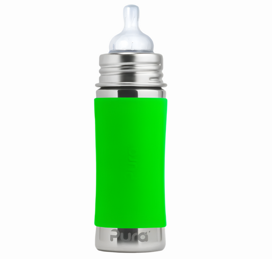 Pura Kiki 325ml Infant Stainless Steel bottle - Green sleeve