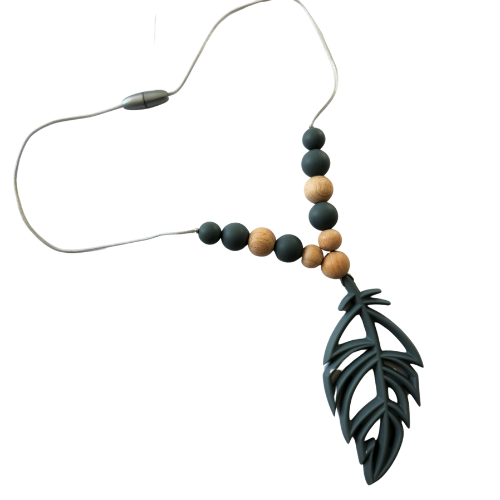 Feather teething-friendly necklace