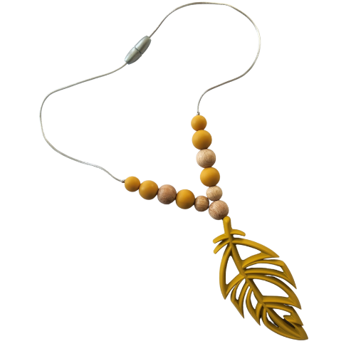 Feather teething-friendly necklace