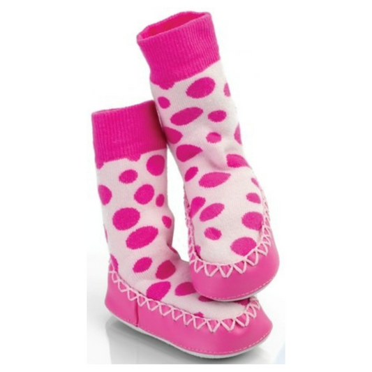 Pink Spot Designer Mocc Ons