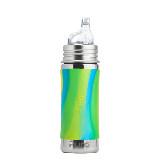 Pura Kiki 325ml Toddler Sippy Stainless Steel bottle - Aqua swirl