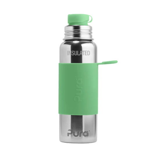 Pura Kiki 650ml Sport Stainless Steel bottle - INSULATED Moss sleeve