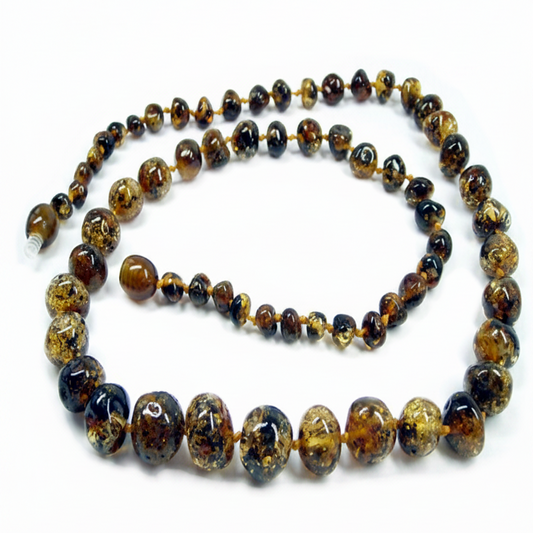 Child amber necklace - Black & Green