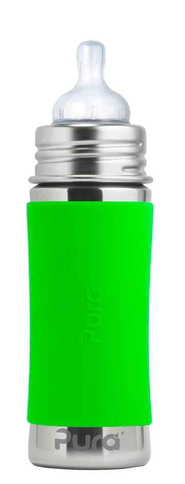 Pura Kiki 325ml Infant Stainless Steel bottle - Green sleeve