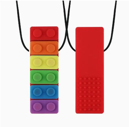 Sensory necklace - Rainbow Lego