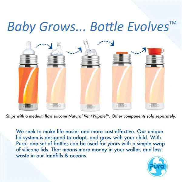 Pura Kiki 325ml Infant Stainless Steel bottle - Fox
