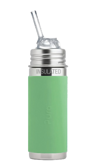 Pura Kiki® 260ml Insulated Kiddo Straw Stainless Steel Bottle - Moss