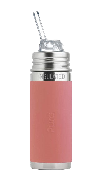 Pura Kiki® 260ml Insulated Kiddo Straw Stainless Steel Bottle - Rose