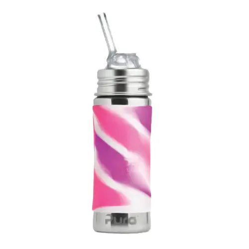 Pura Kiki 325ml Toddler Straw Stainless Steel bottle - Pink swirl