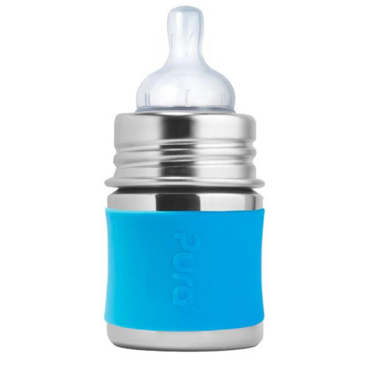 Pura Kiki 150ml INFANT Stainless Steel Bottle - Aqua sleeve